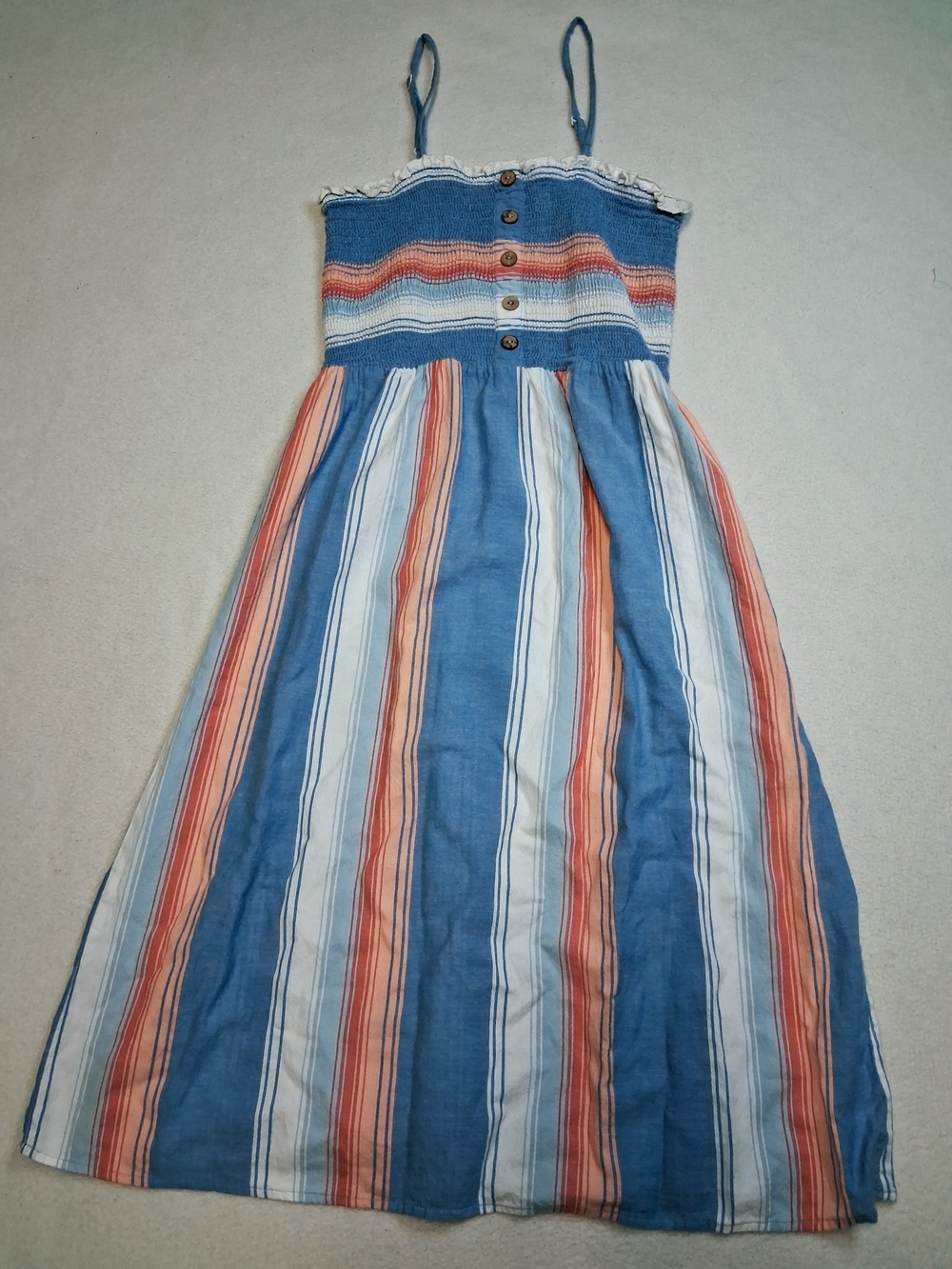 4/20$ Angie Blue and Coral Striped Maxi Sundress